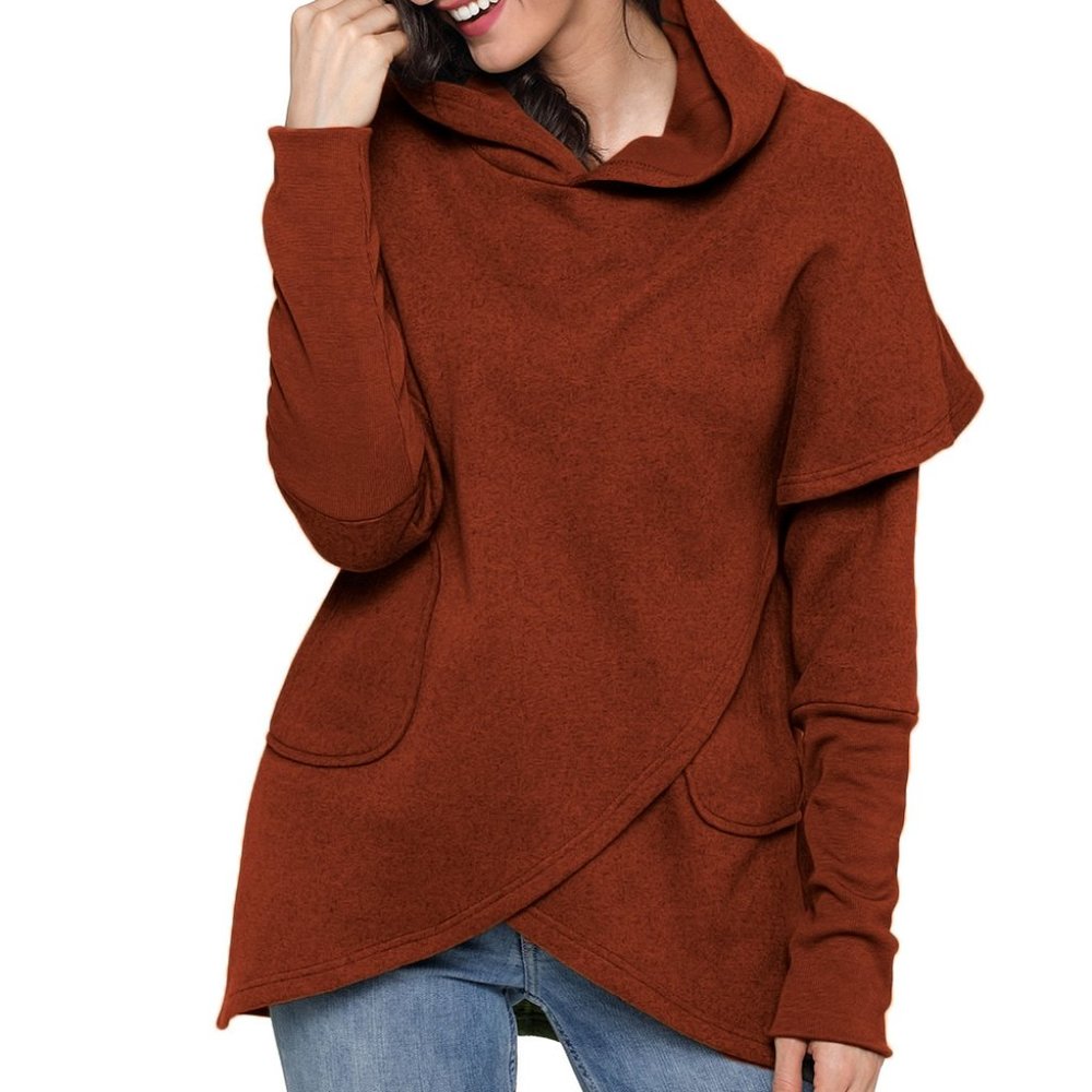 Cape-style wrap around hoodie